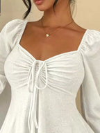 Ruched Sweetheart Neck Long Sleeve Top (2)