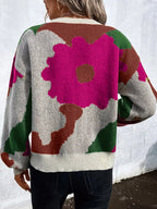Floral Pattern Round Neck Sweater (17)