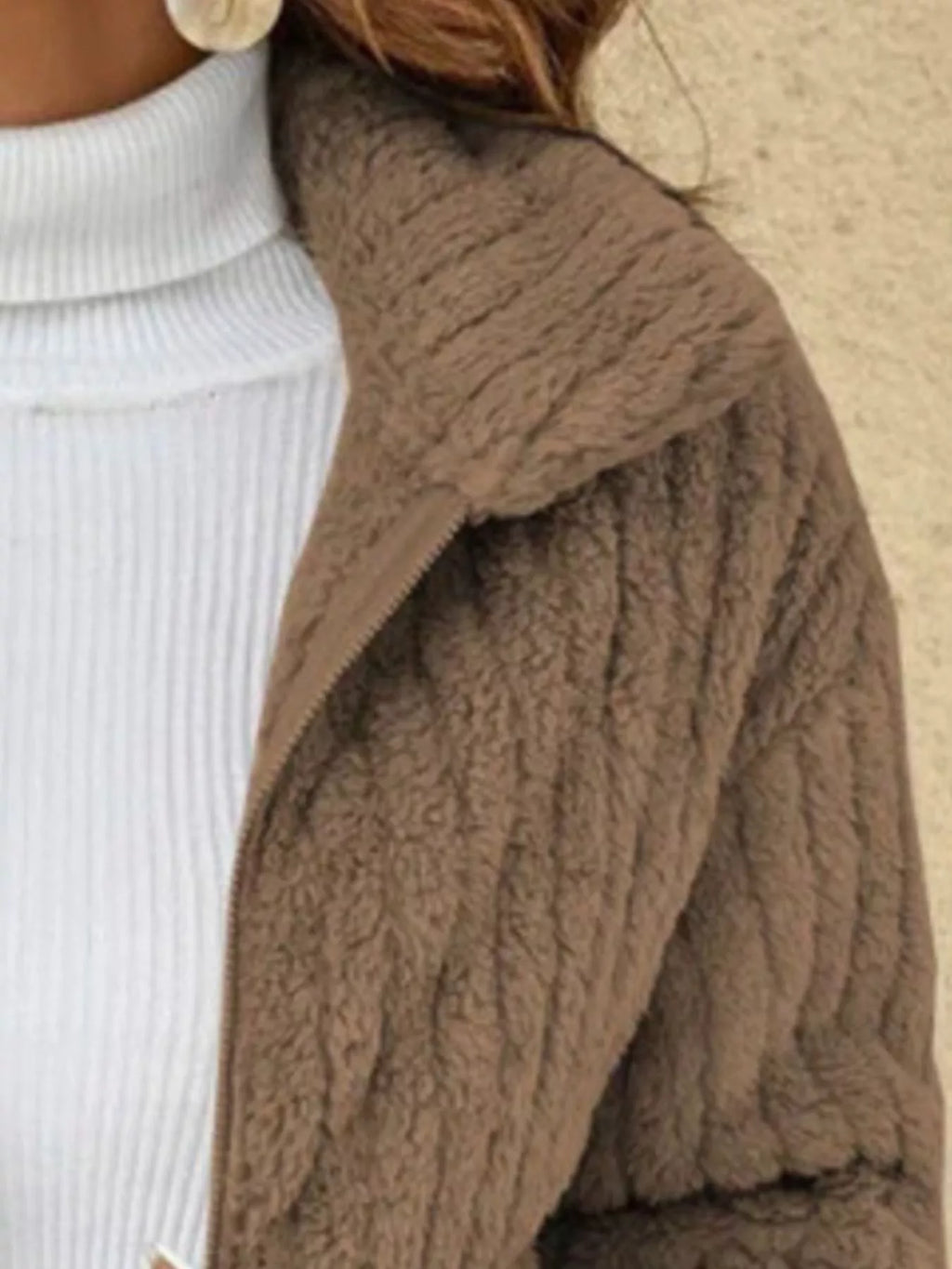 Full Size Faux Fur Zip-up Outerwear Plus (12)