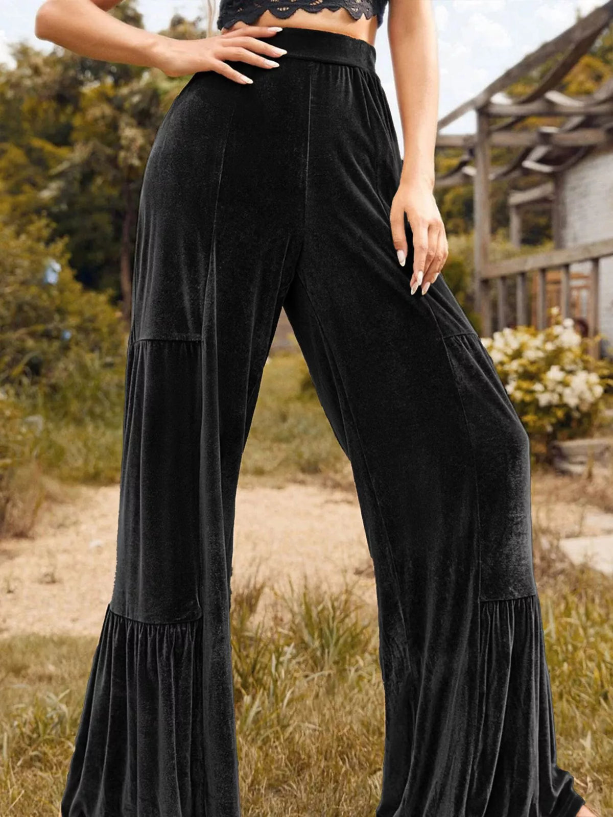 Velvet High Waist Wide Leg Pants (7)