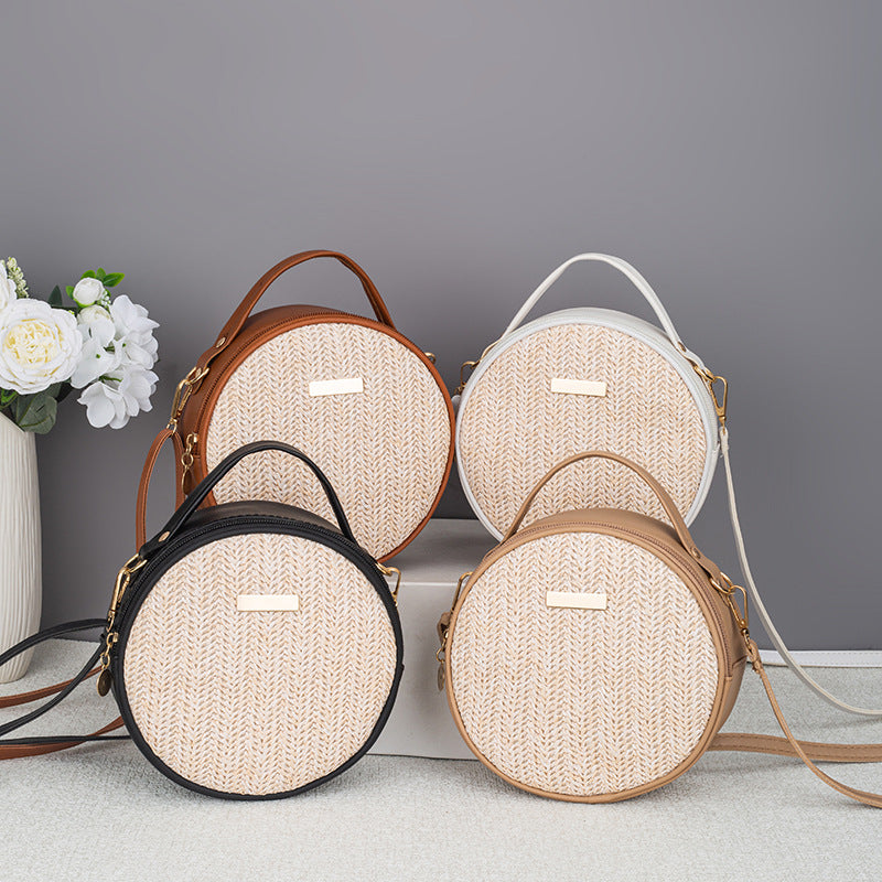 Cute Minimalist Straw Bag Woven Round photo 1