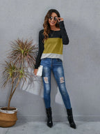 Block Round Neck Long Sleeve T-shirt (21)