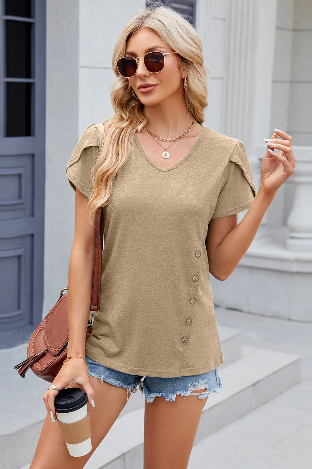 V-neck Short Sleeve T-shirt (9)