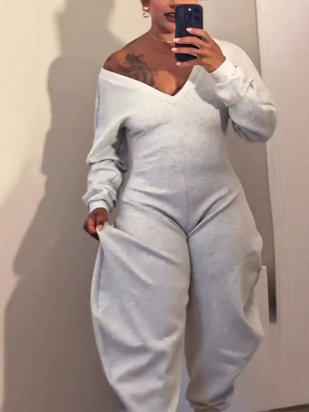Off-shoulder Long Sleeve Casual Jumpsuit (7)