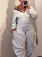 Off-shoulder Long Sleeve Casual Jumpsuit (7)