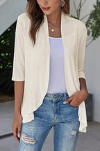 Open Front Three-quarter Sleeve Cardigan (19)