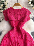 Lace Sleeveless A-line Dress (4)