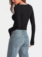 Scoop Neck Long Sleeve T-shirt (12)