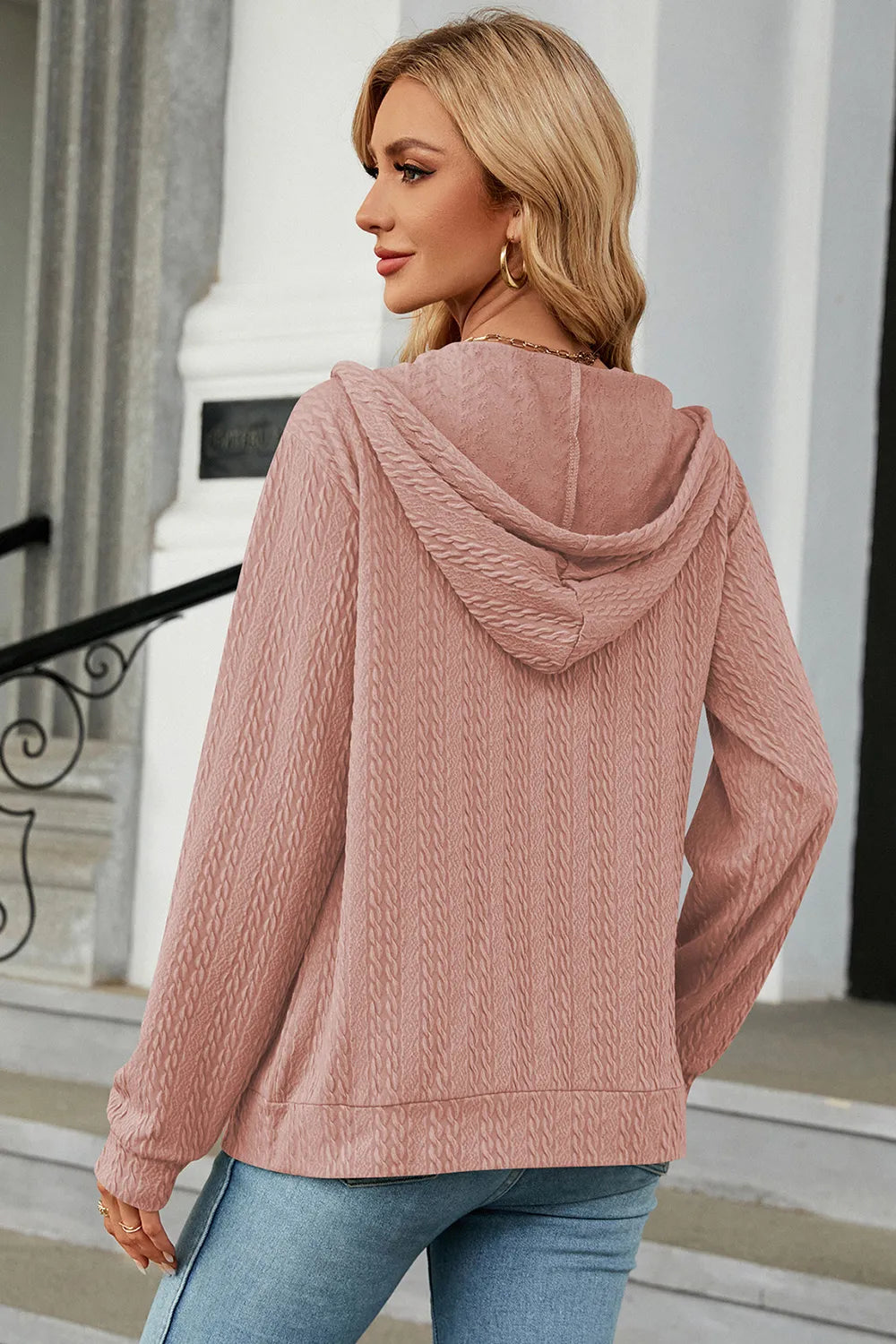 Drawstring Zip Up Long Sleeve Hoodie (18)