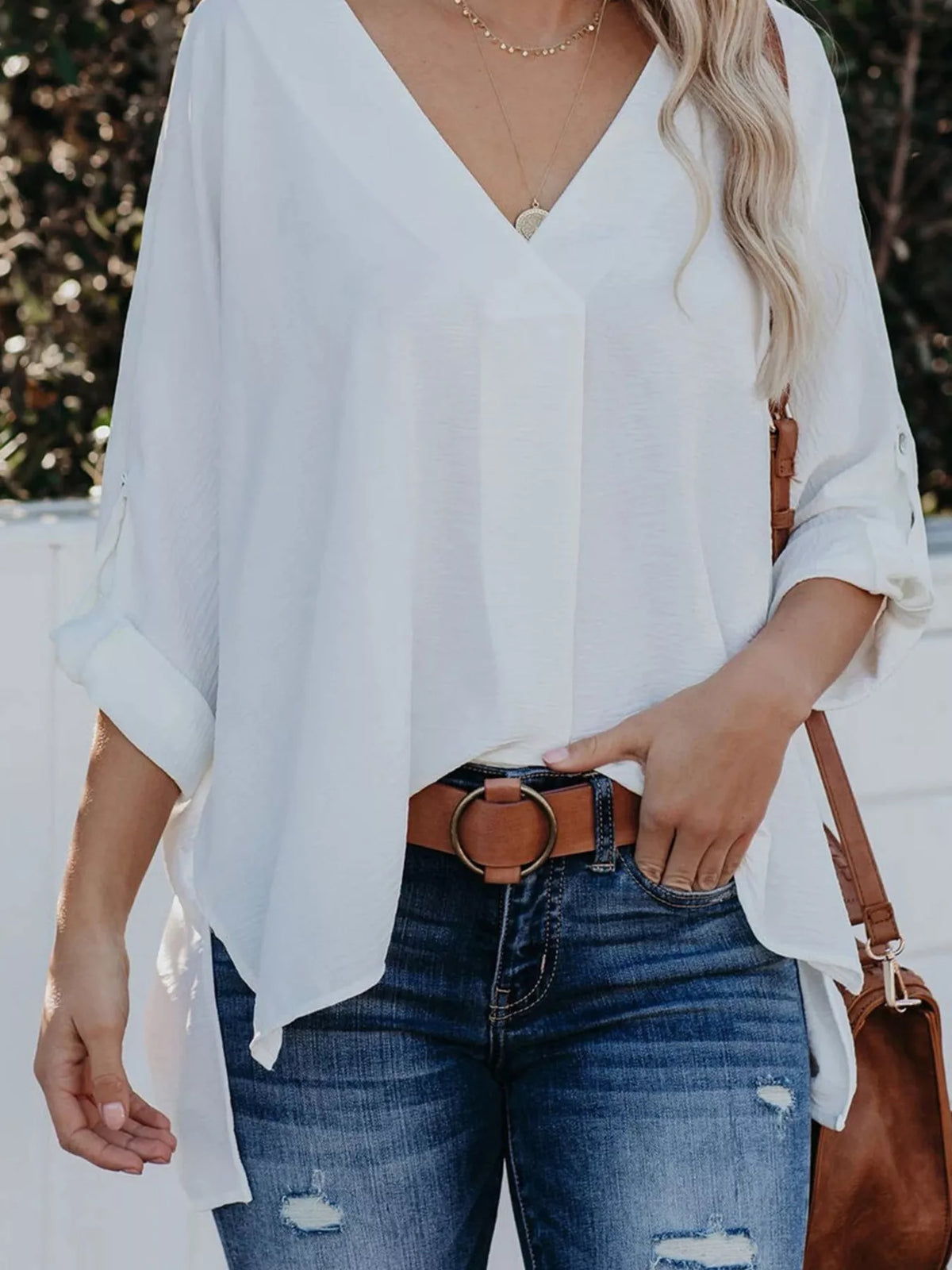 Elegant V-neck Long Sleeve Blouse (2)