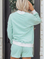 Striped Oversized Sweatshirt Shorts Set (10)