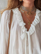 Ruffle Long Sleeve Blouse (2)