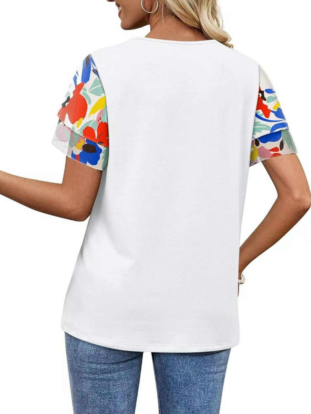 Layered Short Sleeve Round Neck T-shirt (8)
