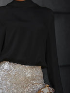 Backless Cowl Neck Long Sleeve Blouse (9)
