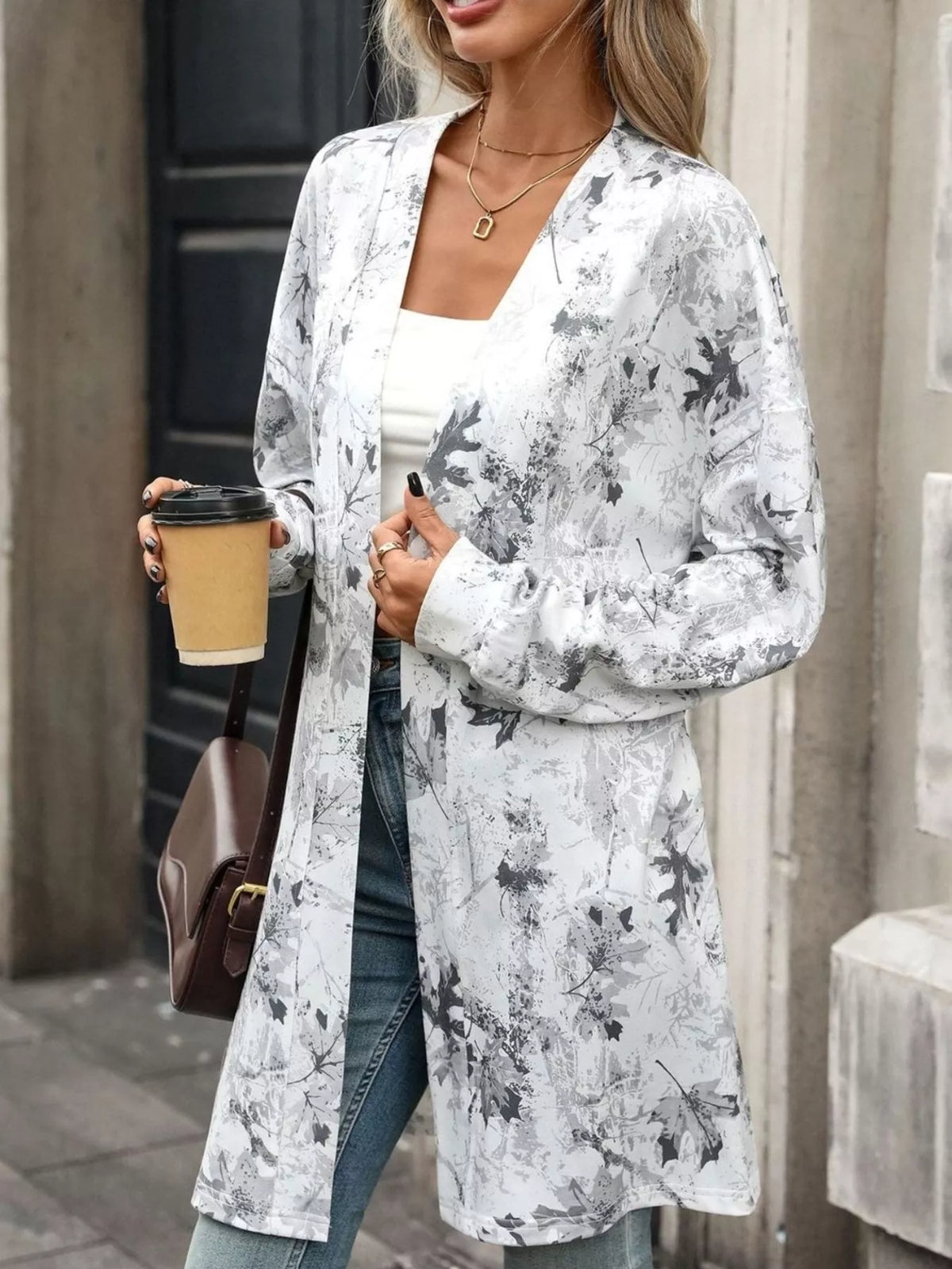Printed Open Front Cardigan (5)