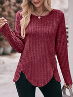 Ribbed Knit Long Sleeve T-shirt (20)
