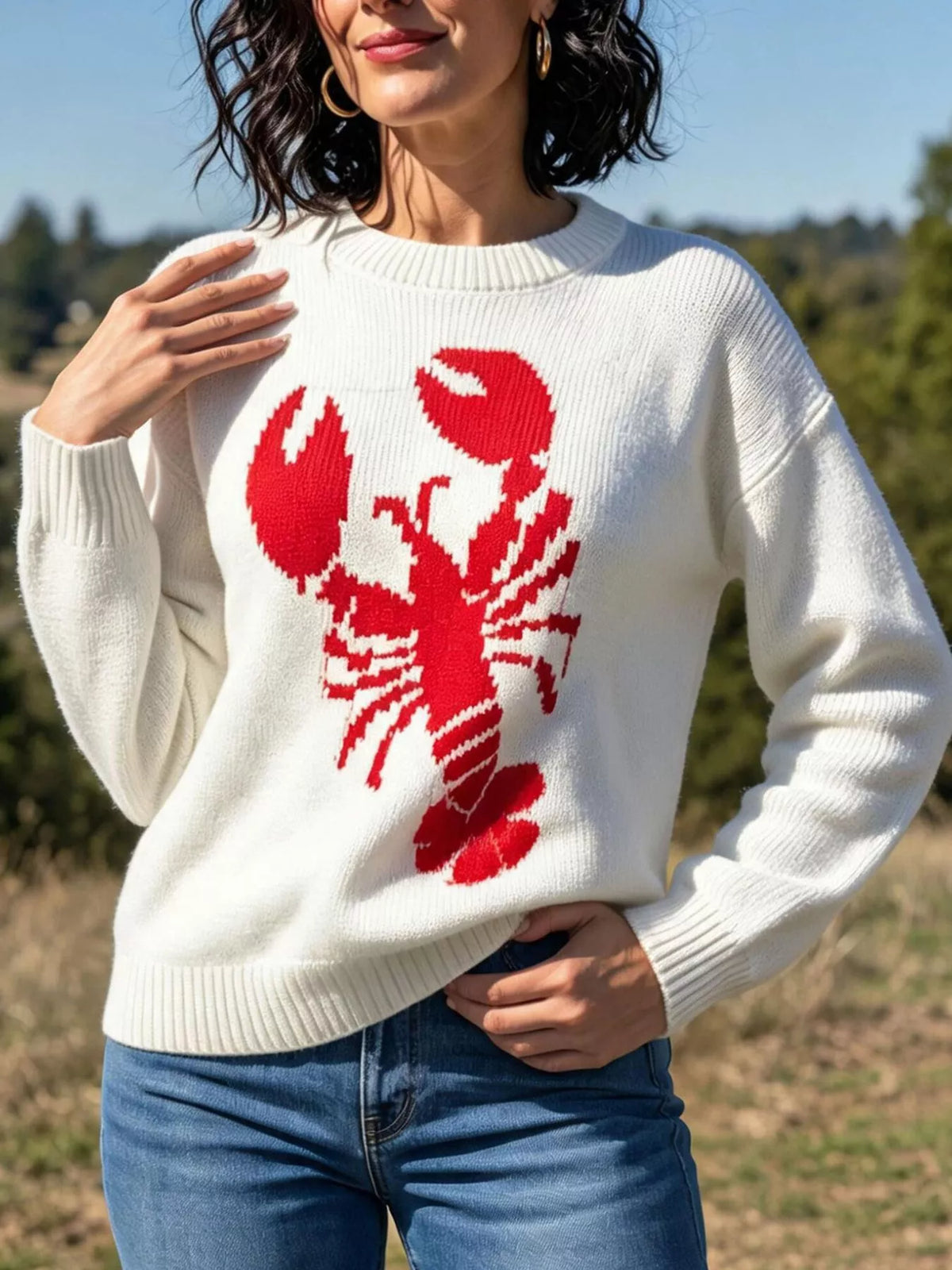 Lobster Graphic Crew Neck Sweater (3)