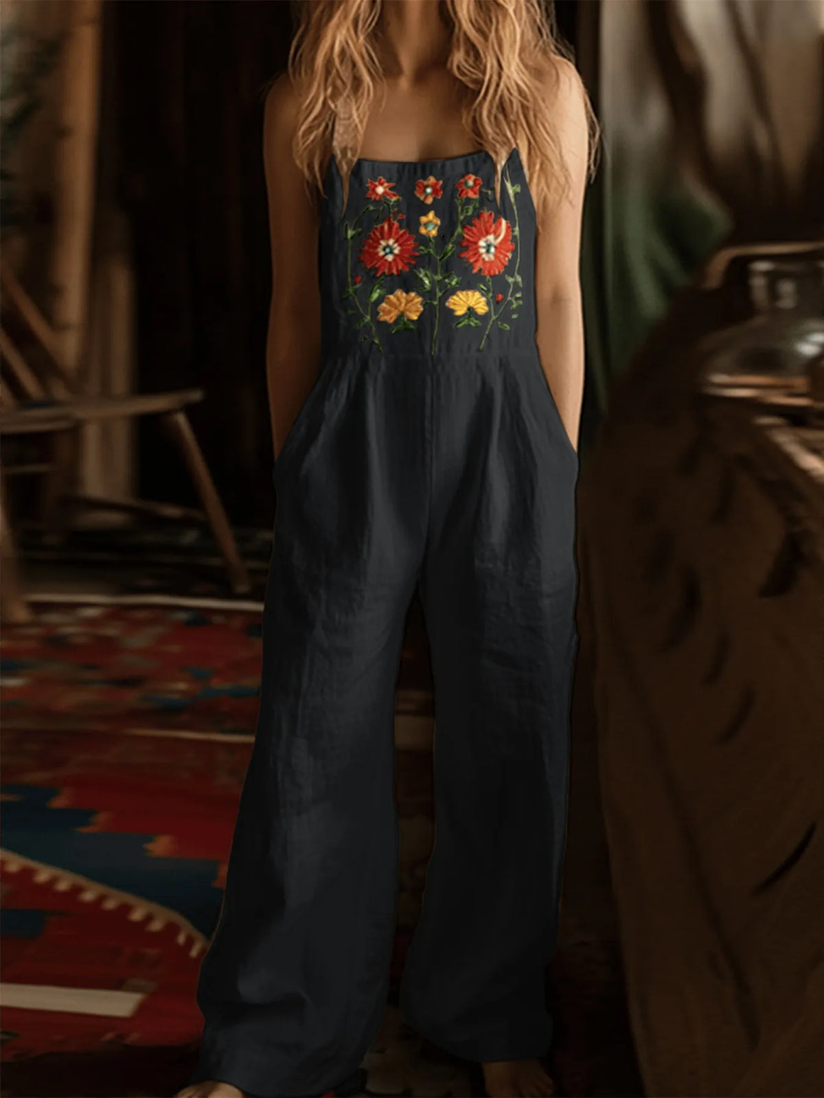 Floral Embroidered Wide Leg Jumpsuit (18)