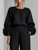 Full Size Floral Cuffs Top Wide Leg Pants Set Plus (21)