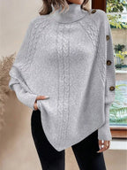 Cable Knit Turtleneck Cape Sweater (19)