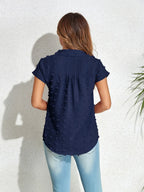 Swiss Dot Button Up Cap Sleeve Shirt (17)