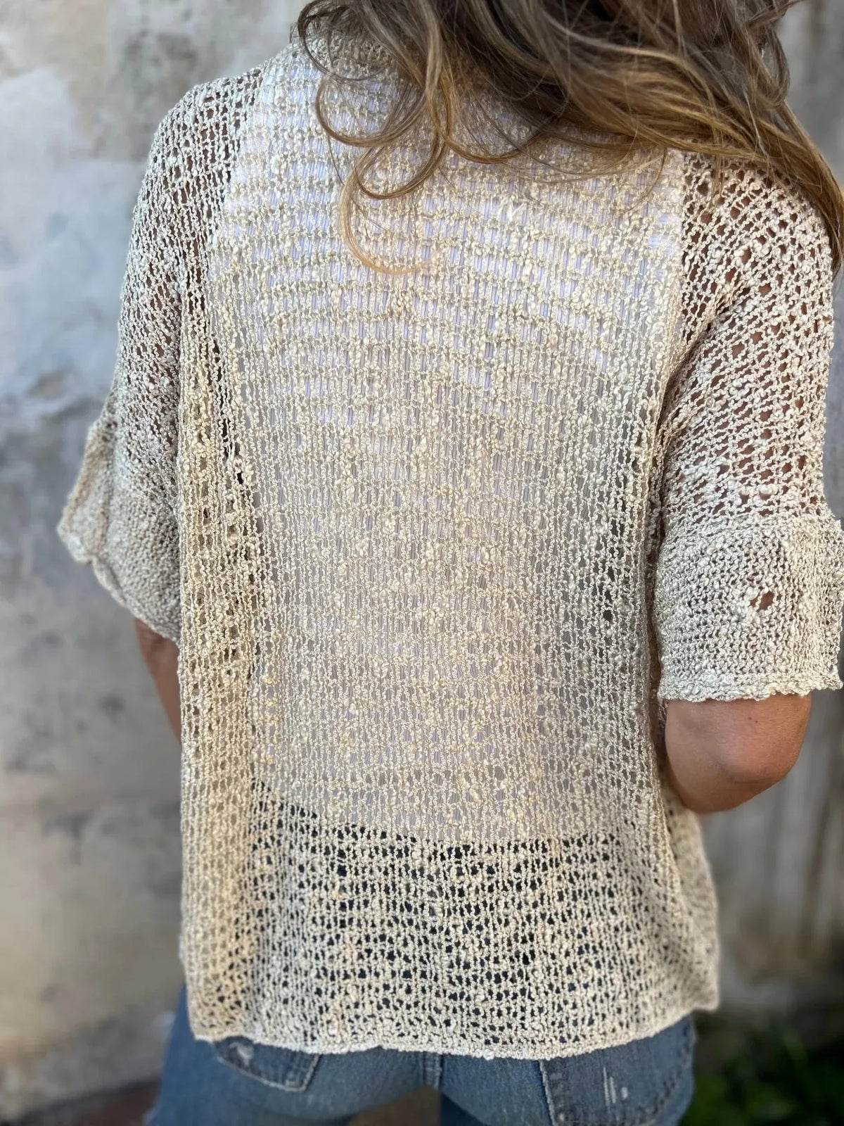 Full Size One Button Half Sleeve Cardigan Plus (4)