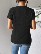 Round Neck Short Sleeve Knit Top (5)