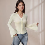 Solid Color Long Sleeve Cotton Tee photo 1