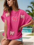 Bow Round Neck Short Sleeve T-shirt (4)