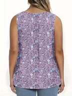 Full Size Floral Print Button Detail Tank Plus (11)
