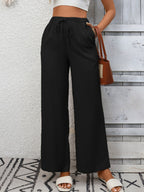 Drawstring High Waist Wide Leg Pants (20)