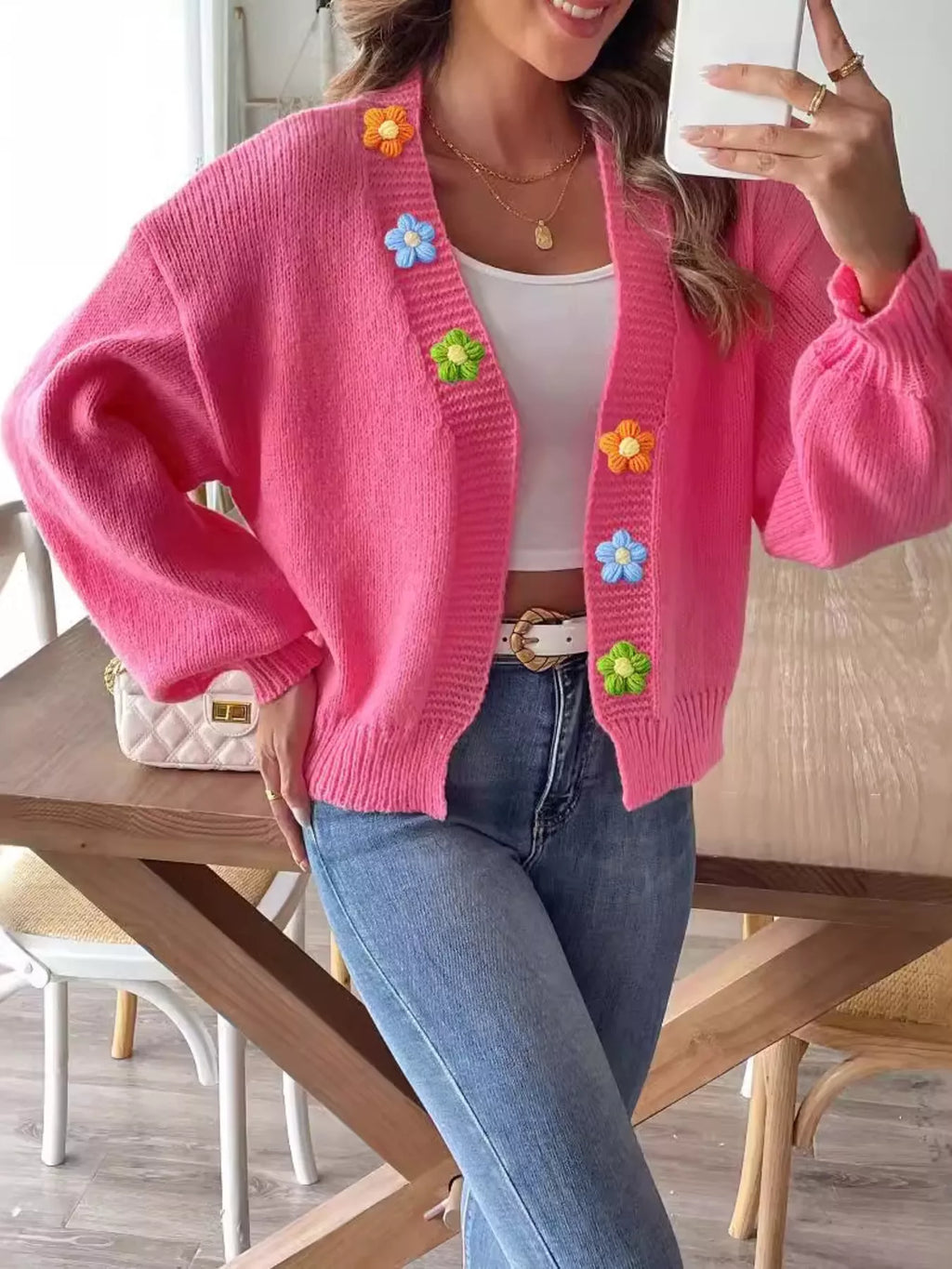 Flower Open Front Cardigan (3)