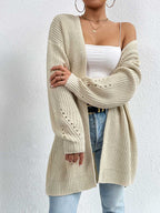Open Front Dropped Shoulder Slit Cardigan (4)