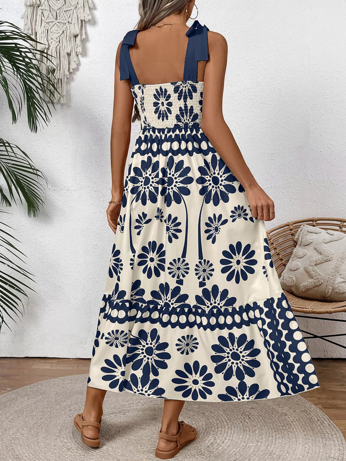 Floral Print Tie-shoulder Midi Dress (8)