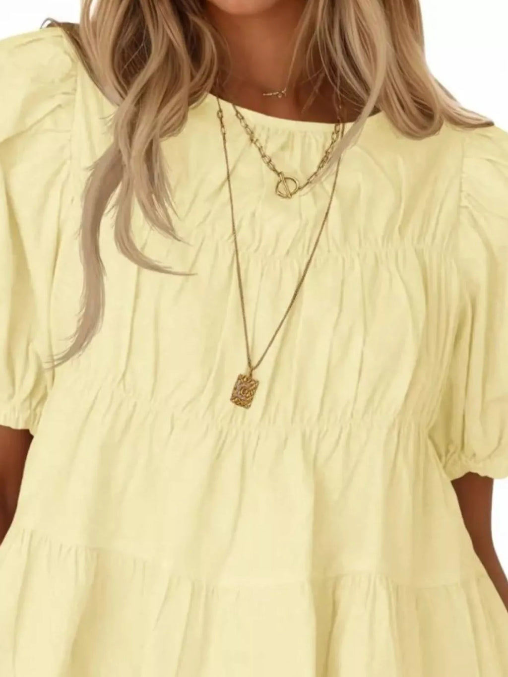 Ruched Tiered Puff Sleeve Blouse (11)
