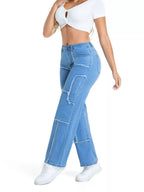 Frayed Edge Straight Leg Jeans (4)