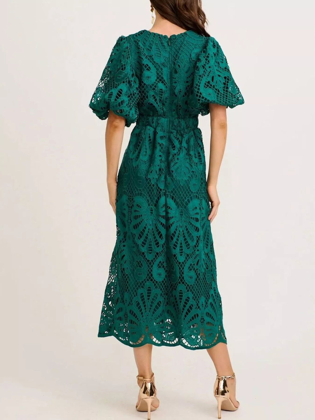 Lace Puff Sleeve Midi Dress (7)
