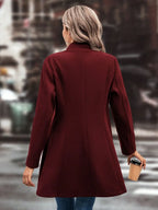 Collared Neck Button Up Long Sleeve Coat (2)