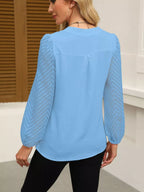 Notched Balloon Sleeve Blouse (19)