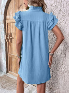 Ruffled Notched Cap Sleeve Mini Dress (2)