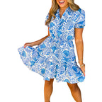 Vintage Floral Print Waist-controlled Slimming Flounce Dress photo 1