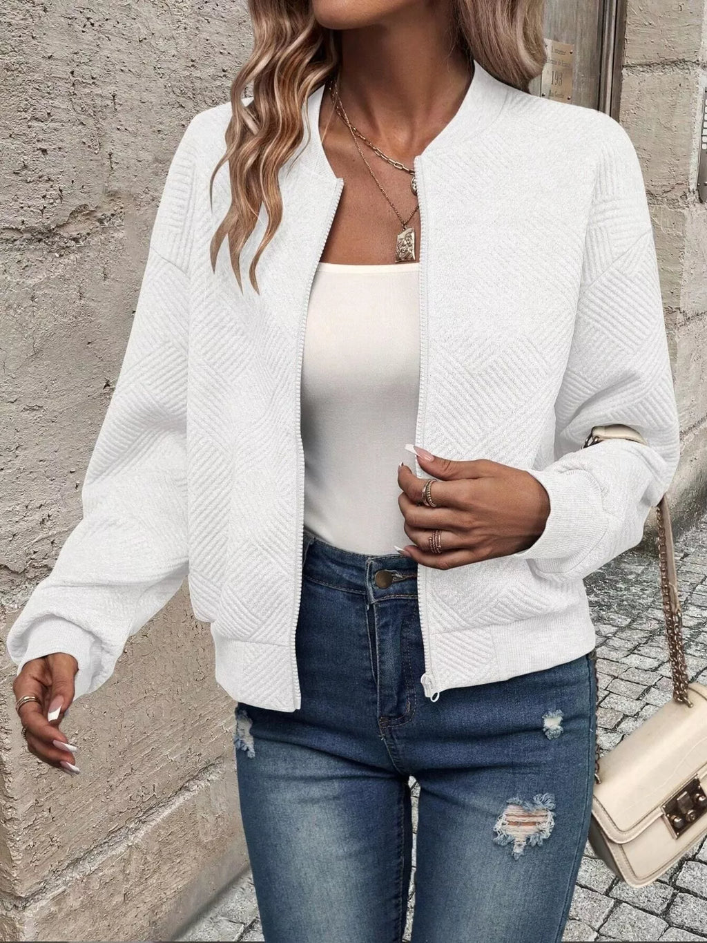 Texture Zip-up Bomber Jacket (18)