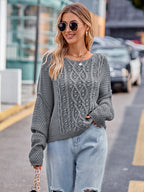 Round Neck Cable-knit Sweater (6)