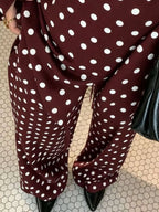 Polka Dot Boat Neck Top Pants Set (15)