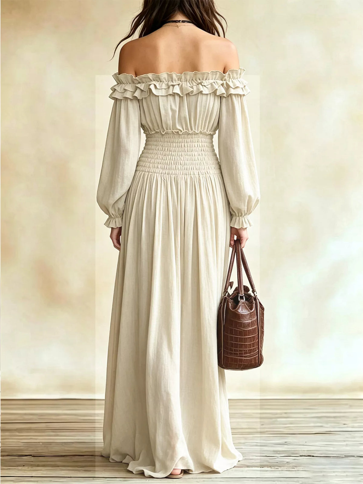 Full Size Off-shoulder Ruffled Maxi Dress Smocked Waist Plus (2)