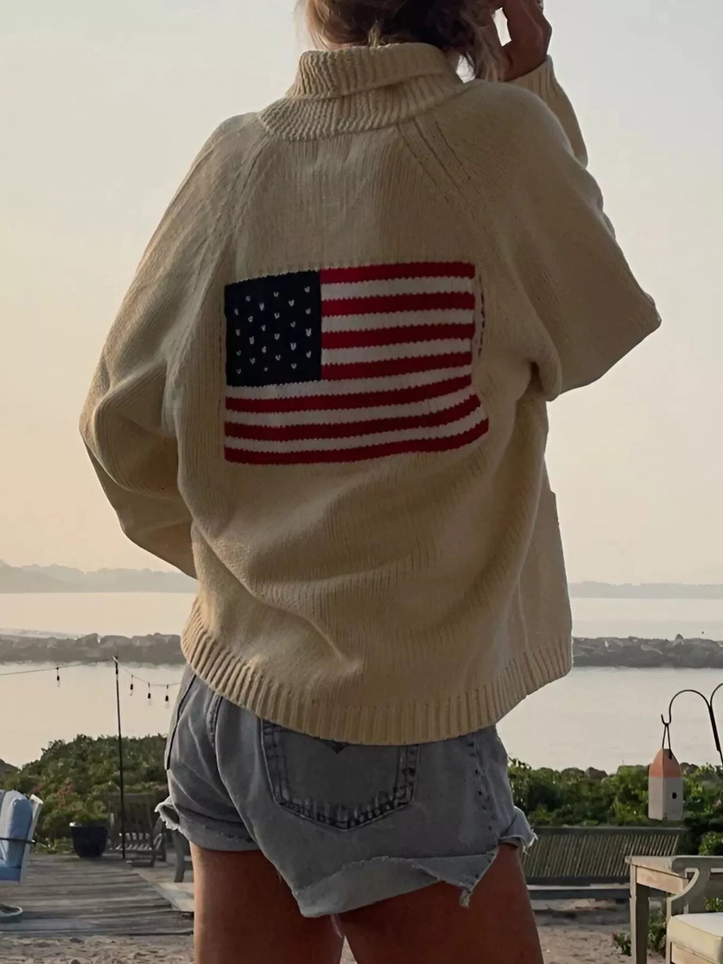 Usa Flag Chunky Knit Button-down Cardigan (3)