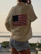 Usa Flag Chunky Knit Button-down Cardigan (3)