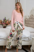 Round Neck Top Printed Pants Lounge Set