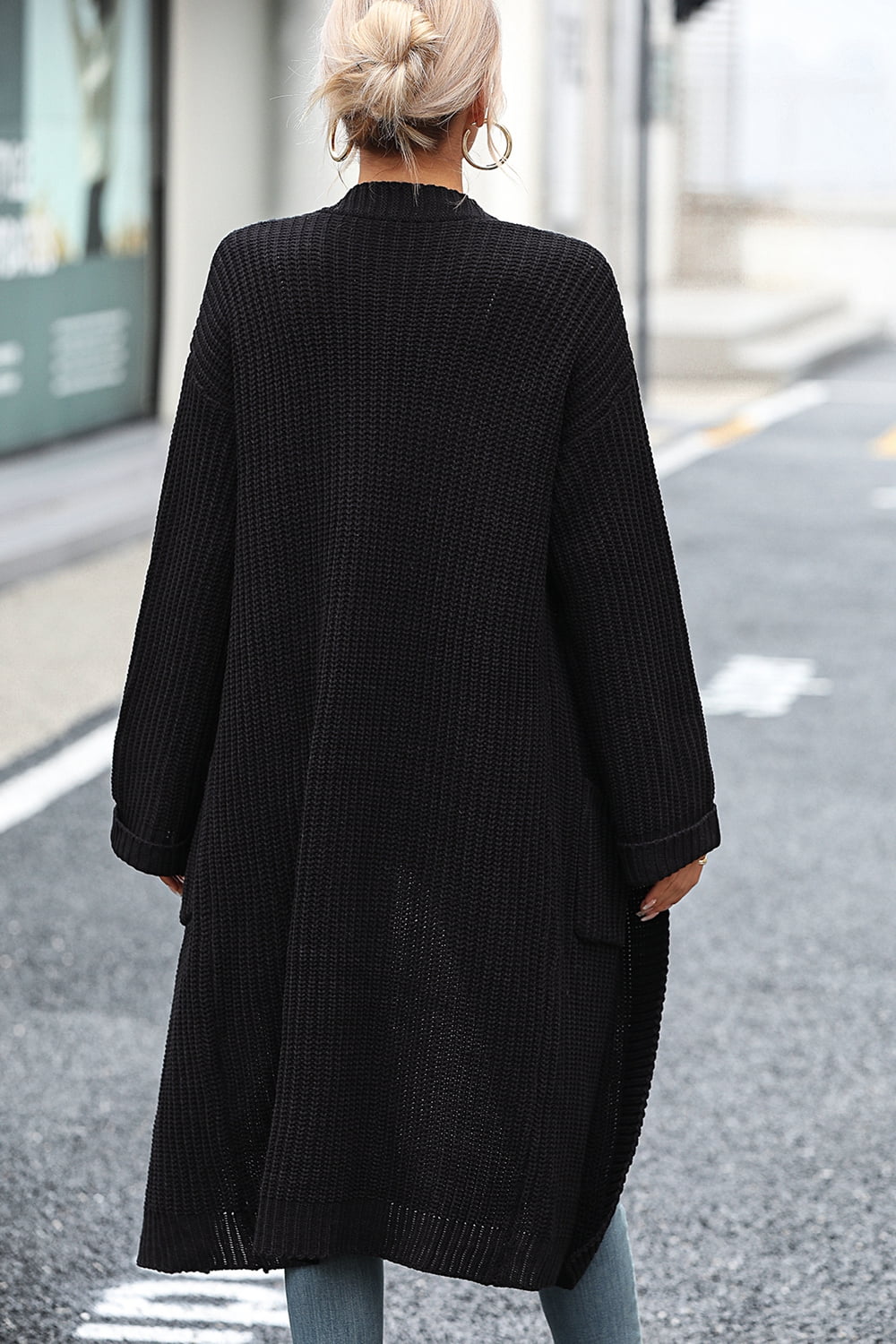 Dropped Shoulder Long Sleeve Cardigan Pocket (11)