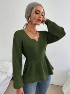 Notched Dropped Shoulder Knit Top (12)